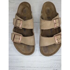 Birkenstock Arizona Soft Footbed Sandals Tan Suede Leather EU 42 US 9-9.5 Mens
